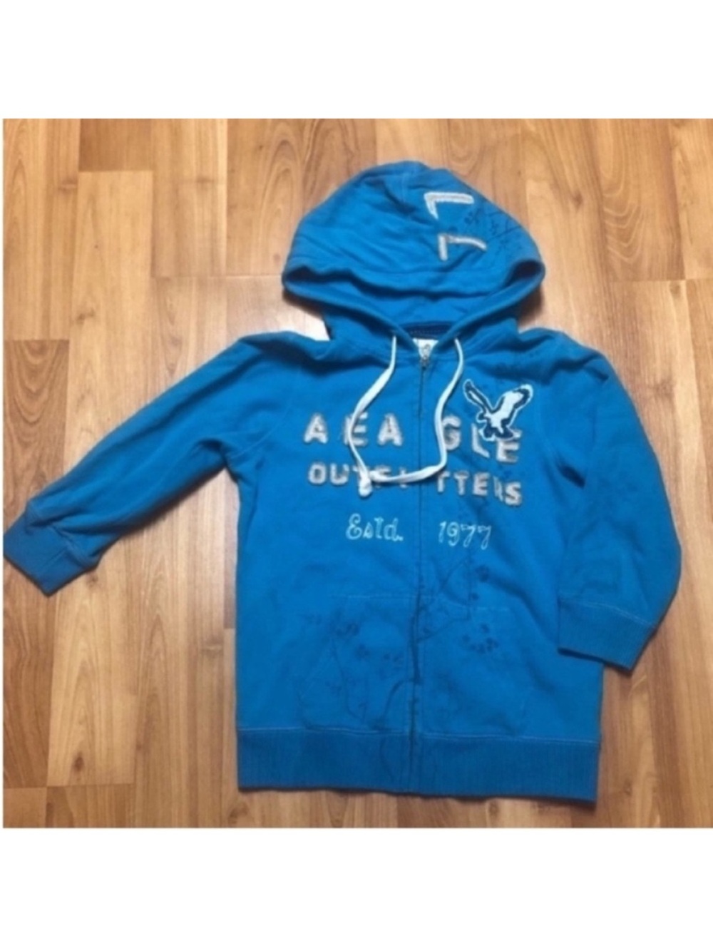 American Eaglea Outfitters turquoise full zip Hoodie fleece medium